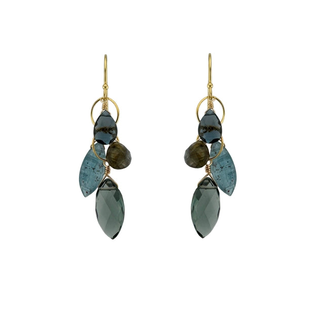 Labradorite, Kyanite, & Topaz Cluster Earrings