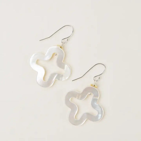 Serenity Mother of Pearl Cross Statement Earrings