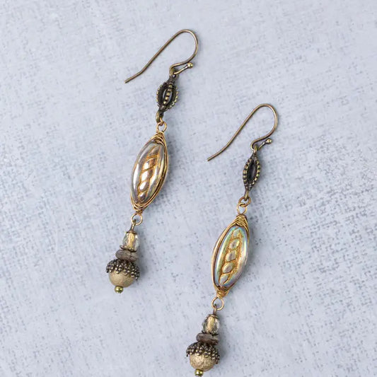 Sacred Heart Czech Glass Herringbone Earrings