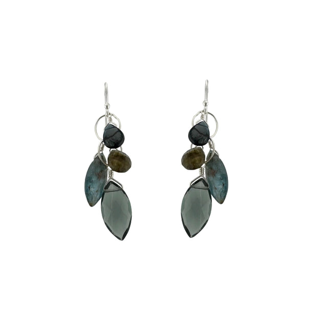 Labradorite, Kyanite, & Topaz Cluster Earrings