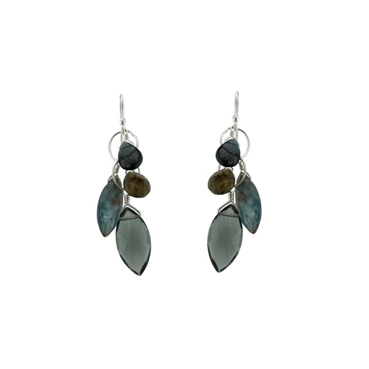 Labradorite, Kyanite, & Topaz Cluster Earrings
