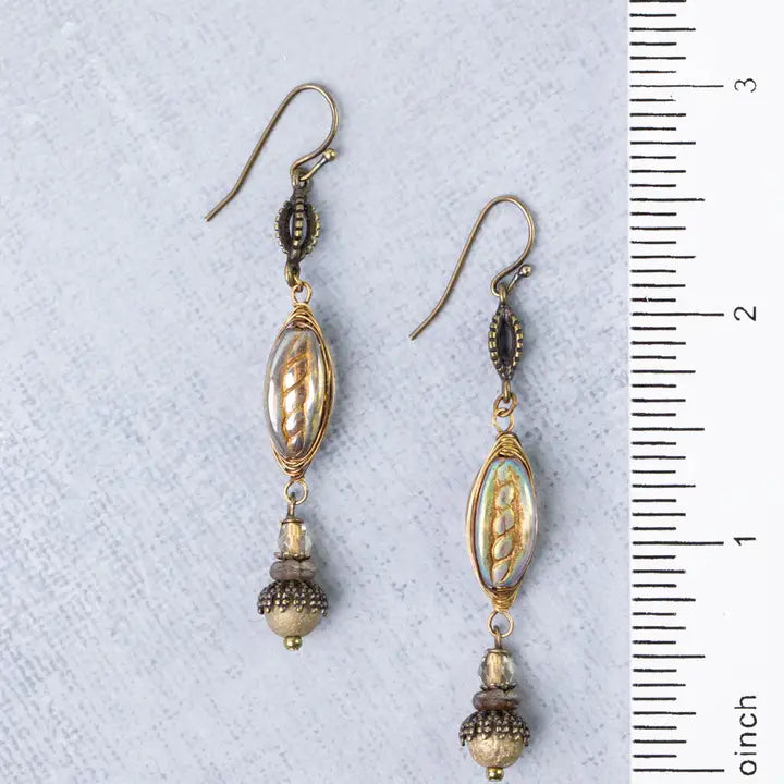 Sacred Heart Czech Glass Herringbone Earrings