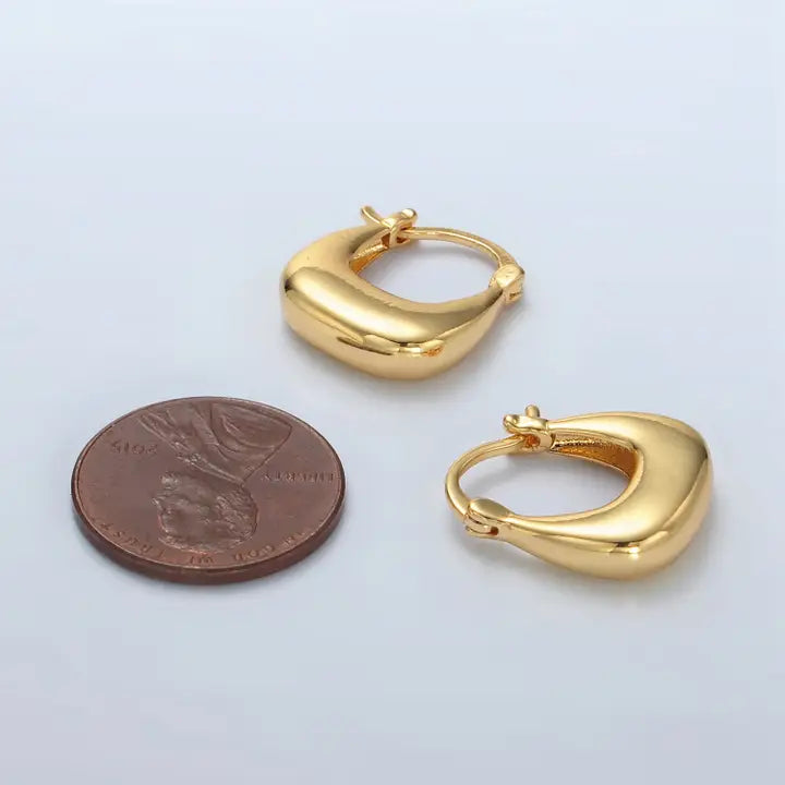 24K Gold Filled Dome Square Latch Hoop Earrings