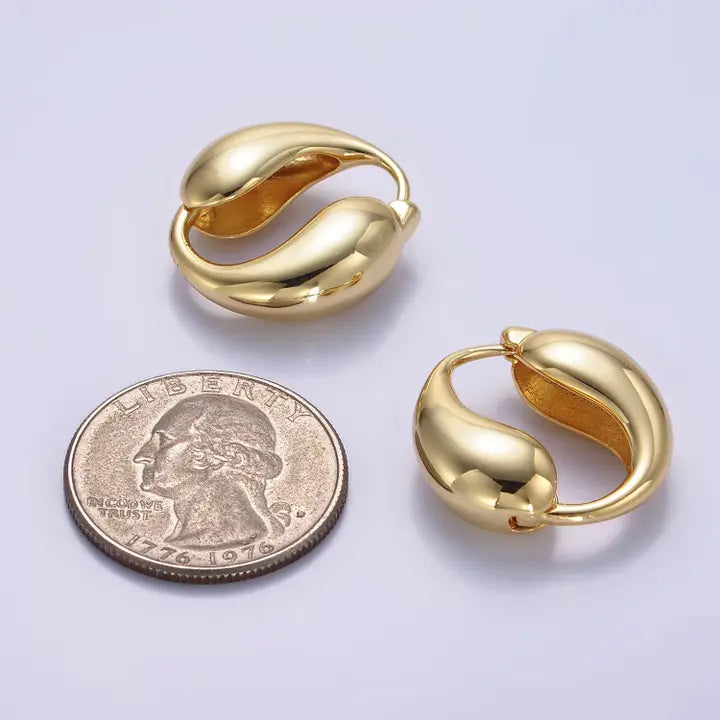 24k Gold Filled Minimalist Molten Hoop Earrings